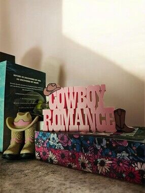 Cowboy Romance Book Shelf Decor Sign